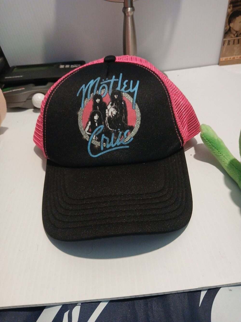 Mighty Fine Motley Crue Trucker Hat Black Pink Mesh